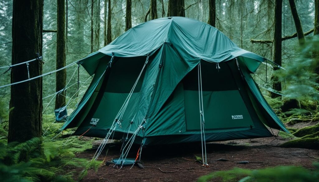 Anchoring tents in dense vegetation techniques