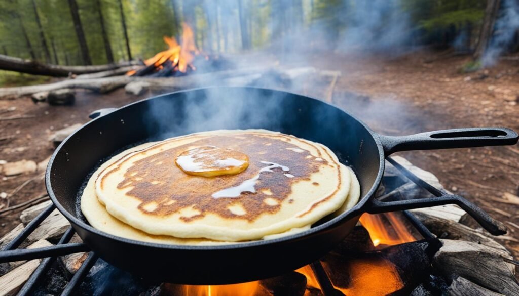 campfire cooking pancakes