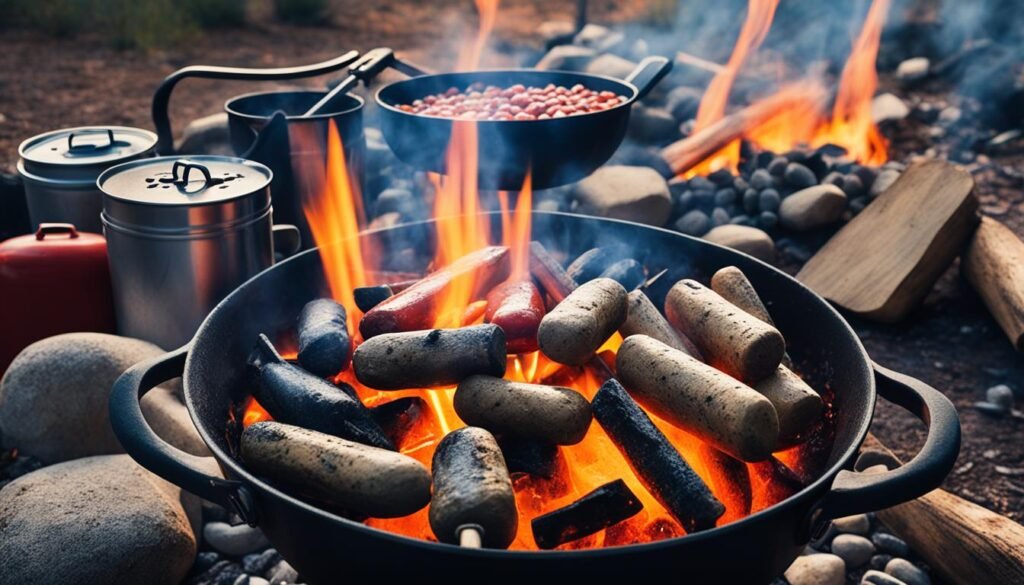 canned baked beans open fire cooking