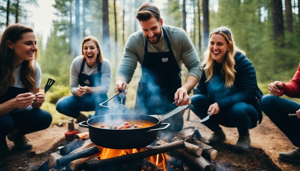 cooking in dutch oven over campfire