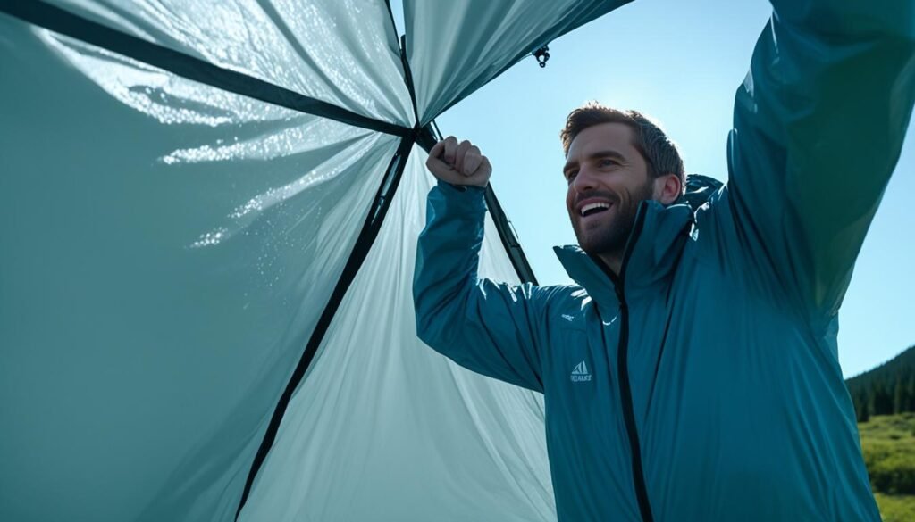 drying a wet tent