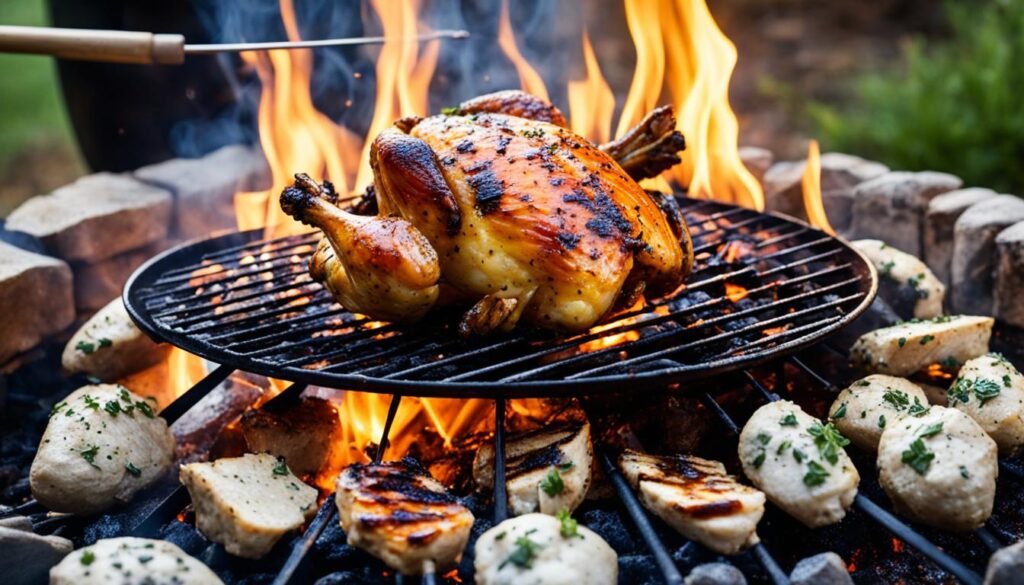 how to cook a whole chicken over a campfire