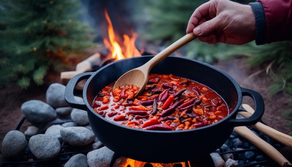 how to cook chili over a campfire