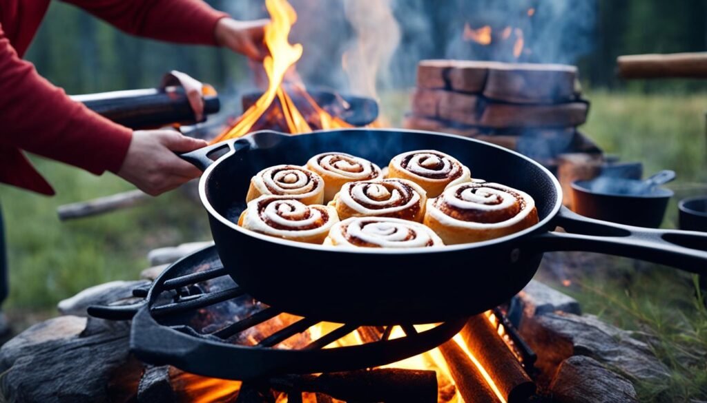 how to cook cinnamon rolls on a campfire