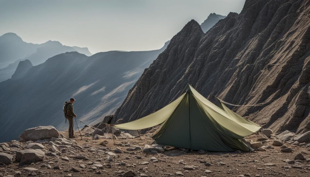 how to put a tarp over a tent without trees