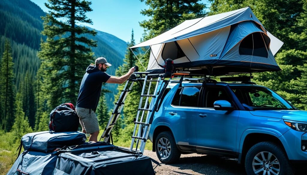 solo roof top tent setup