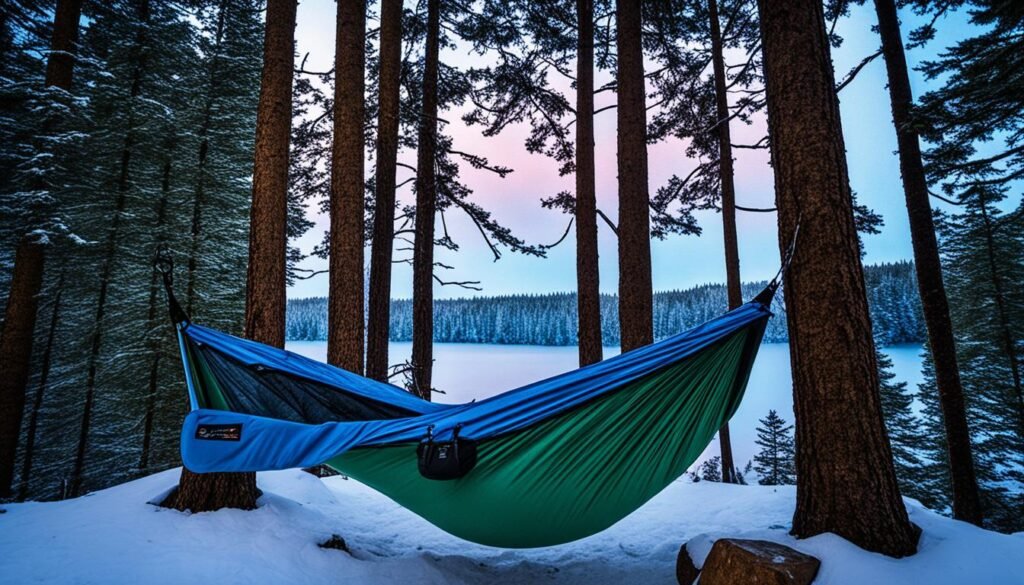 Campsite selection for winter hammock camping