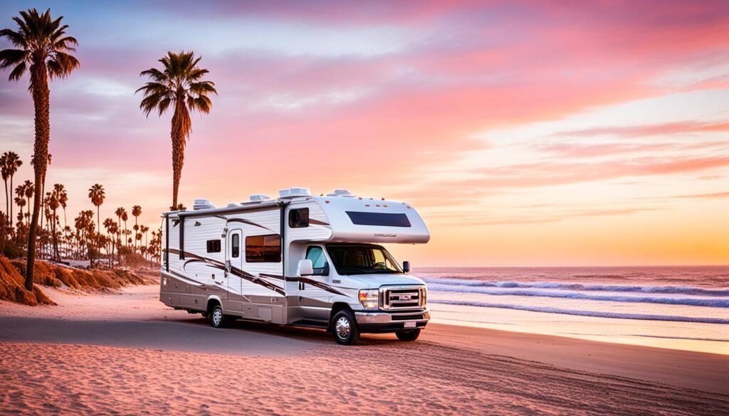 RV beach camping in California and Texas