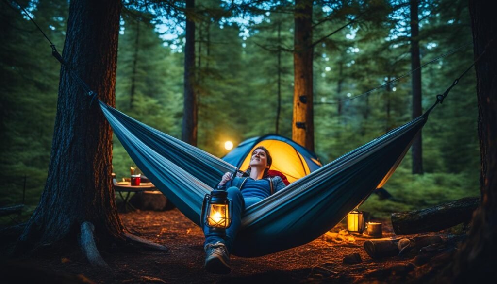 sleeping comfortably in a hammock