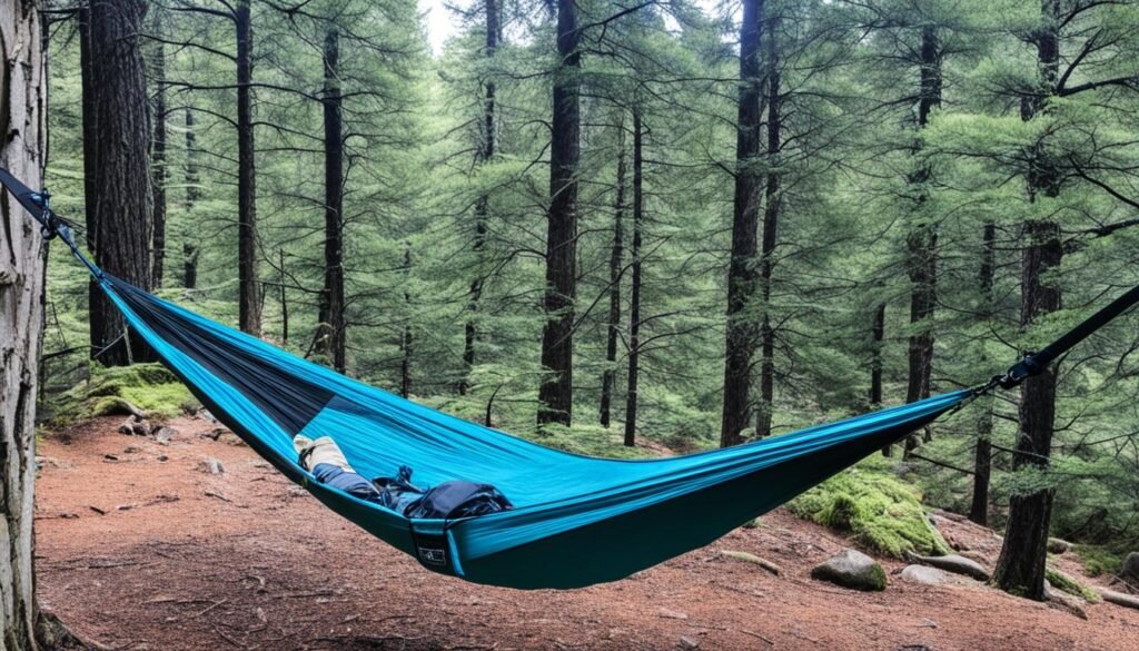 weight reduction in hammock camping setup